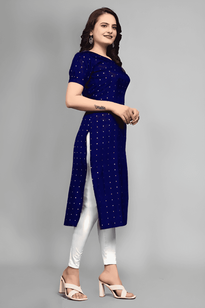 Women Kurti with Elegant Neck Design, Stylish Ethnic Fashion Wear, Trendy Indian Outfit for Daily Wear, Office, College and Family Functions view 2