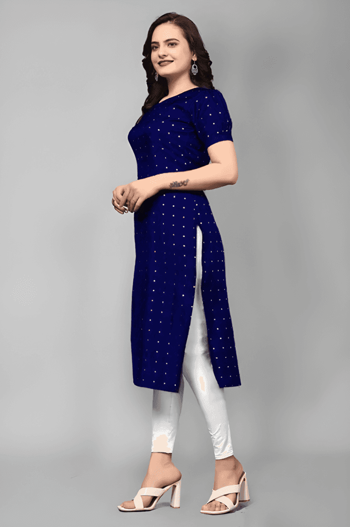 Women Kurti with Elegant Neck Design, Stylish Ethnic Fashion Wear, Trendy Indian Outfit for Daily Wear, Office, College and Family Functions view 5
