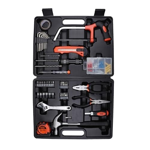 BLACK+DECKER BMT108C Hand Tool Kit for Home & DIY Use (108-Piece) - Includes Screwdriver, Wrench, Ratchet, Utility Knife, Saw, Claw Hammer, Measuring Tape and Plier, ORANGE & BLACK view 2