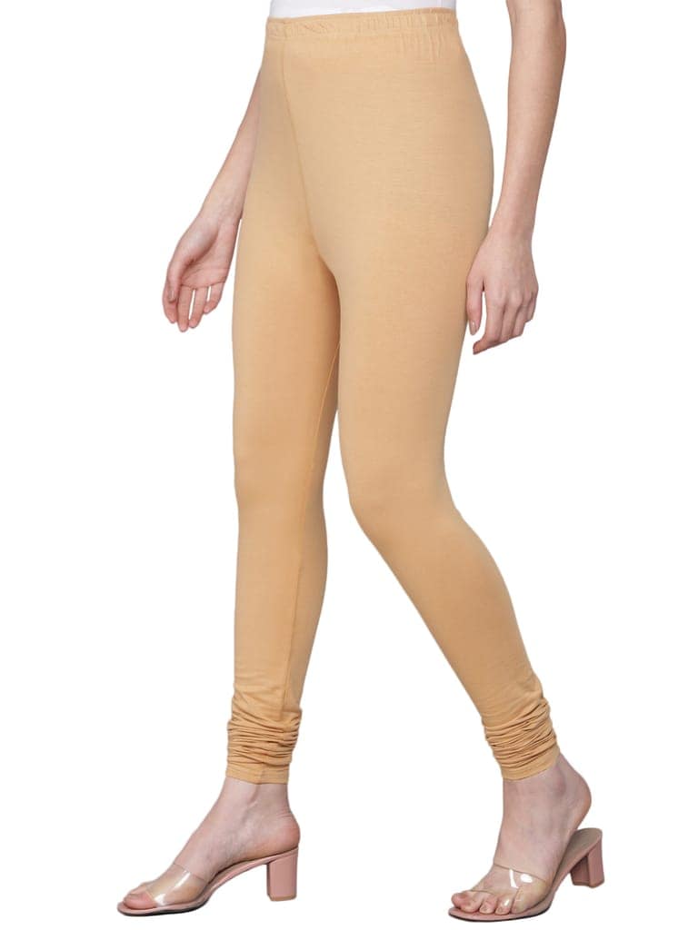 SOFT COLORS Women's Skinny Fit Ethnic Wear Churidar Leggings (Beige) view 3