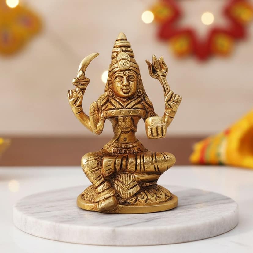 Brass Kalmari Devi God Idol � Handmade Brass Temple Home Decor Statue, Height : 4.2 Inch (BSMAS1027 B)