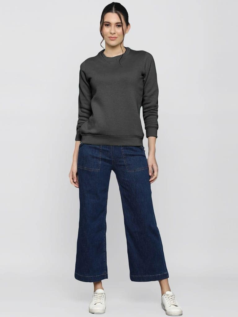 Women Solid Dark Grey Pullover view 3