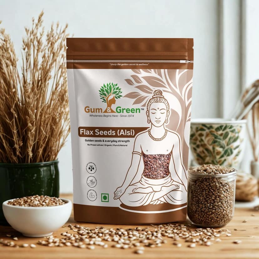 Gum & Green Premium Flax Seeds (Alsi) | 100% Natural & Raw | Rich in Omega-3, Fibre & Plant Protein | Supports Heart & Digestive Health view 2