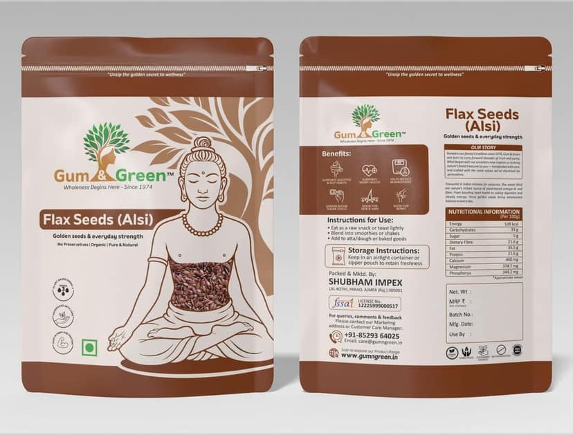 Gum & Green Premium Flax Seeds (Alsi) | 100% Natural & Raw | Rich in Omega-3, Fibre & Plant Protein | Supports Heart & Digestive Health view 5