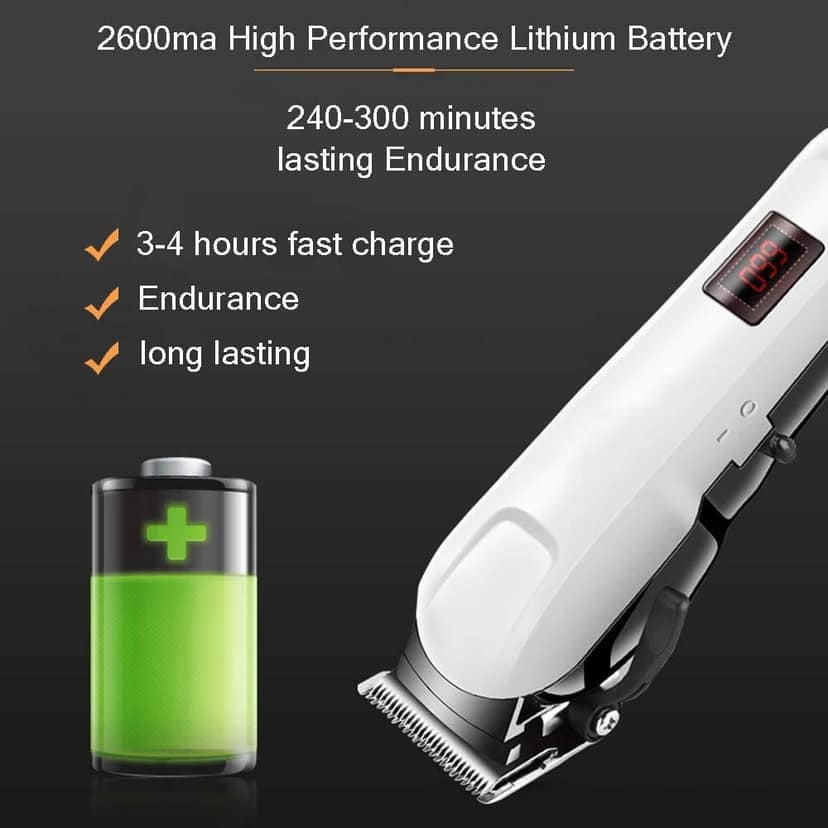 Powerful Professional Hair Clippers for Men - Cordless Hair Trimmer for Barbers - Electric Hair Cutting Kit with 4 Guide Combs, Cleaning Brush, and Charging Stand view 4