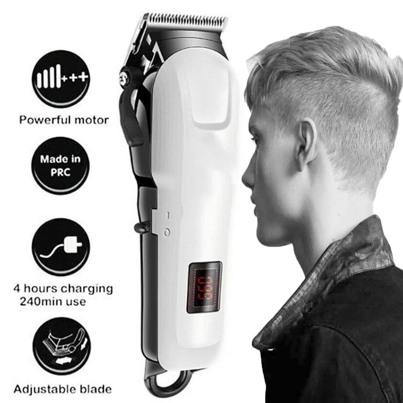 Powerful Professional Hair Clippers for Men - Cordless Hair Trimmer for Barbers - Electric Hair Cutting Kit with 4 Guide Combs, Cleaning Brush, and Charging Stand view 5
