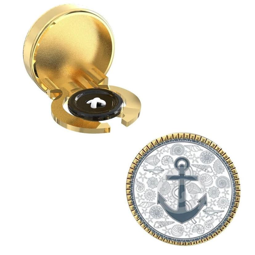 The Smart Buttons - White Gold Colour Plated Shirt Button Cover Cufflinks for Men - Anchor Style view 7