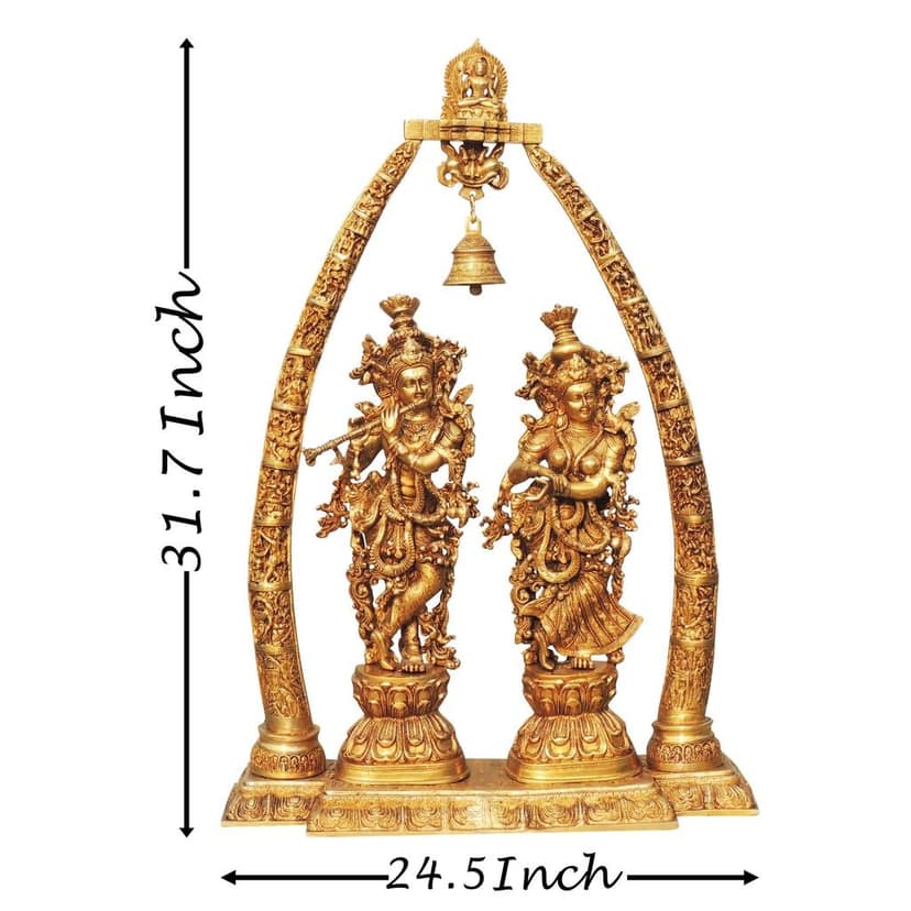 Brass Darbar Radha Krishna God Idol - Temple Decor Showpiece, Height : 31.7 Inch (BSMAS301 E) view 2