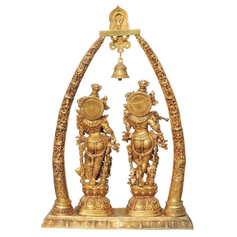 Brass Darbar Radha Krishna God Idol - Temple Decor Showpiece, Height : 31.7 Inch (BSMAS301 E) view 4