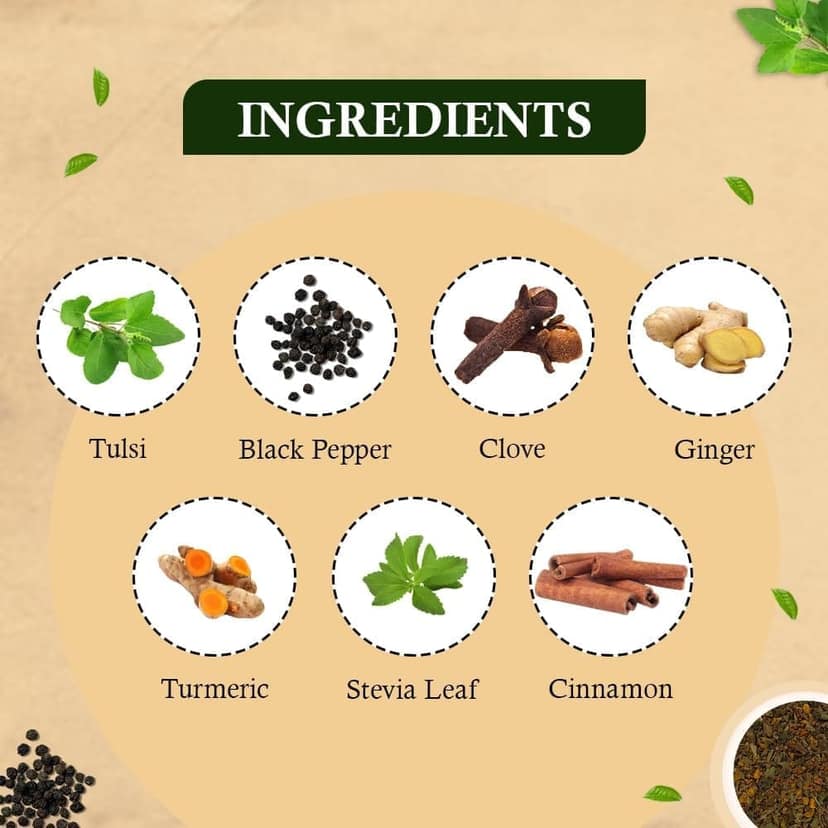 Golden Tips HERBYOGA Herbal Tea Tulsi, Turmeric and Ginger Pouch (100 Gram, 50 cups) view 3
