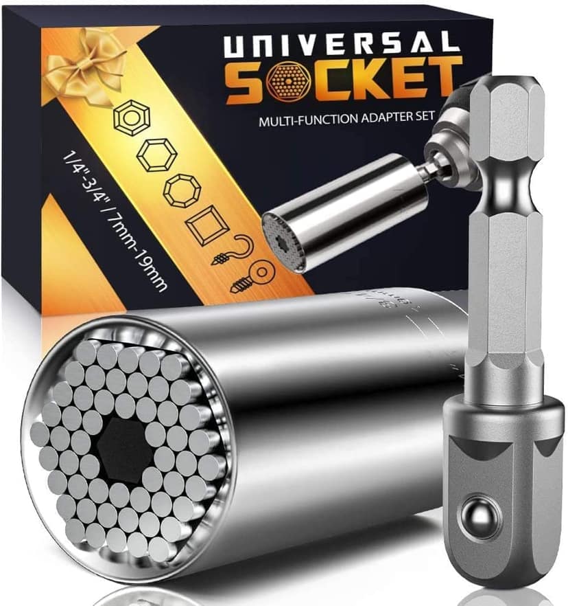 TCCO ENTERPRISE Universal Wrench Socket Tools Multi-Size in One Self Adjustable for Regularity or Irregularity Screw Improvement & Joint for Electric Drill, Flat(Universal 7Mm-19Mm Socket Grip Tool)