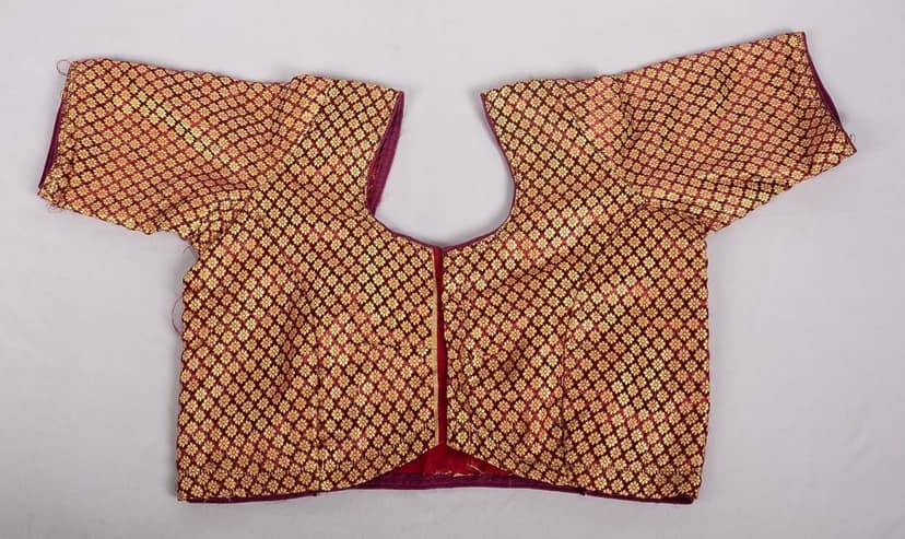 Women's Red Banaras Silk Blouse view 2
