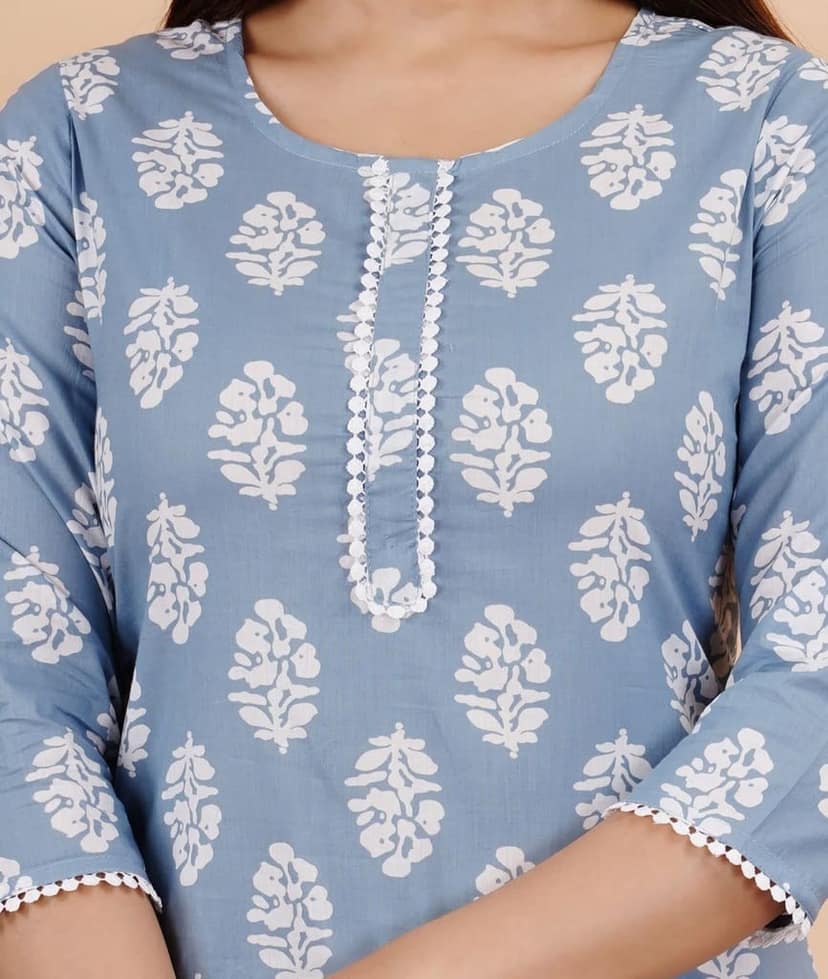 MANMAYEE Indian Tunic Top Women's Cotton Lace Work Calf Length Straight Kurti | Straight Kurti view 7