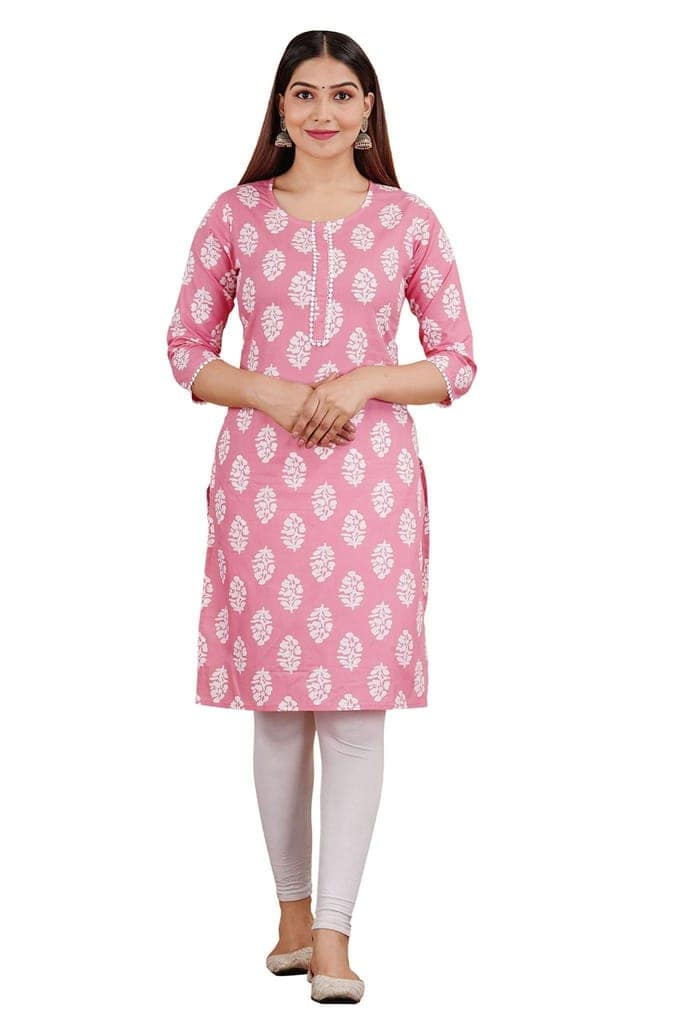 MANMAYEE Indian Tunic Top Women's Cotton Lace Work Calf Length Straight Kurti | Straight Kurti view 9