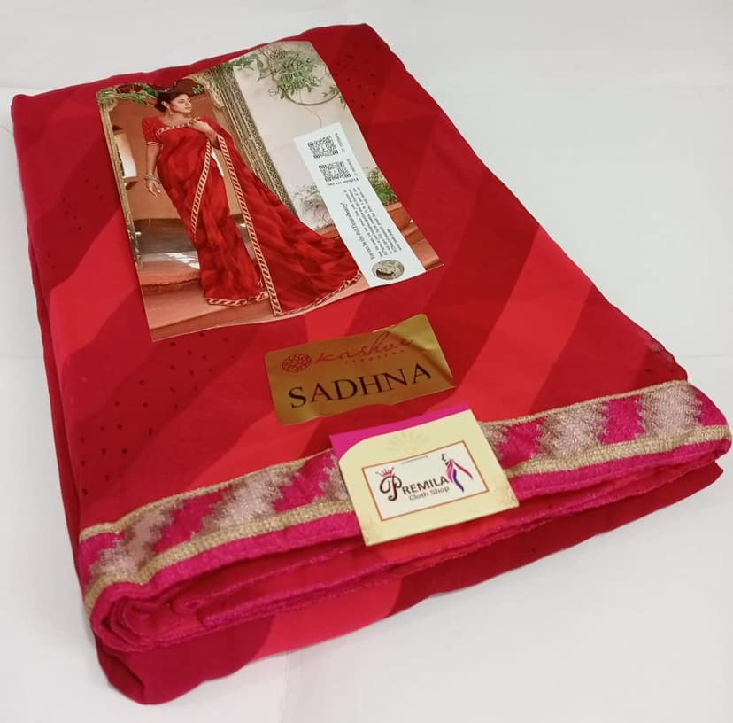 Red Georgette With Pogo Work and Fancy Blouse - gnp009441 view 4