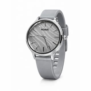 ROAVÉ Quartz Round Silicone Band Casual Analog Watch For Women With Buckle Clasp - Grey