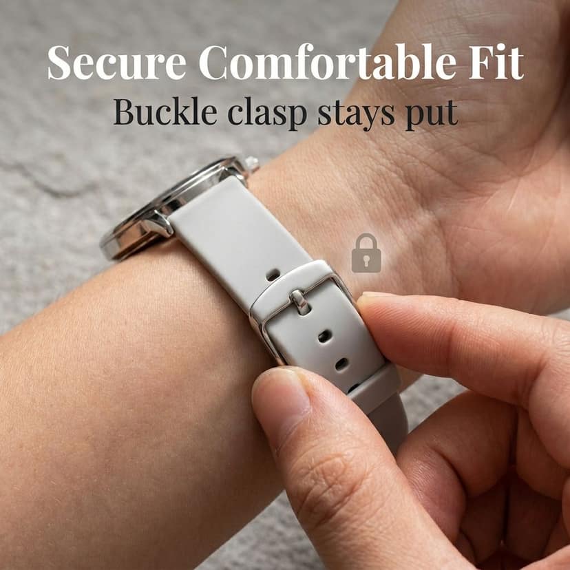 ROAVÉ Quartz Round Silicone Band Casual Analog Watch For Women With Buckle Clasp - Grey view 5