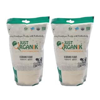 Just Organik 9 GRAINS FLOUR 2 KG (2 X 1 KG), 100% Organic Product