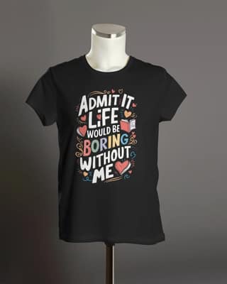 Women's T-Shirt with "Admit It, Life Would be Boring Without Me" Design