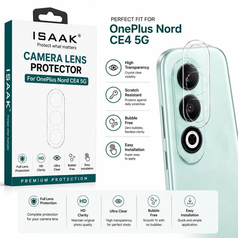 ISAAK Back Camera Lens Protector compatible for OnePlus Nord CE4 5G (Pack of 2) view 3