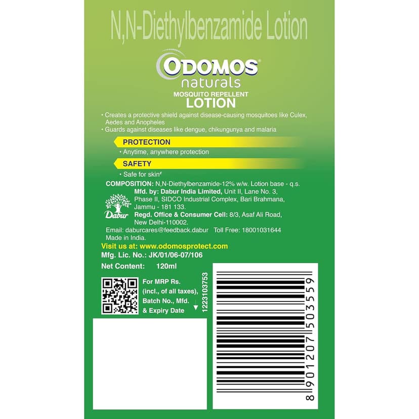 Odomos Lotion - Mosquito Repellent, 120 Ml Bottle view 2