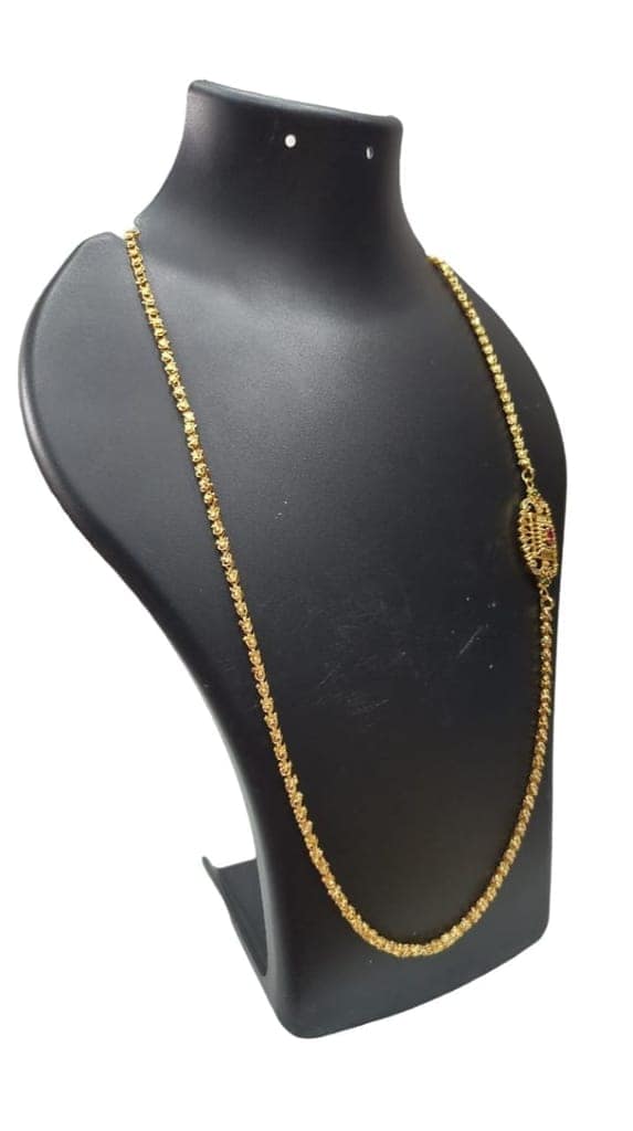 Gold plated traditional long chain with pendant for women view 2