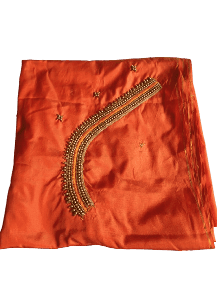 Orange and gold embroidered blouse with beads view 2