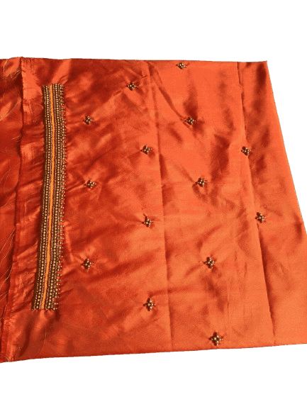 Orange and gold embroidered blouse with beads view 3