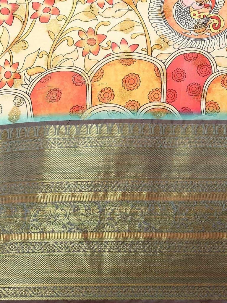 Women's Kalamkari Print with Regal Weave Silk Saree With Unstiched Blouse Piece view 3