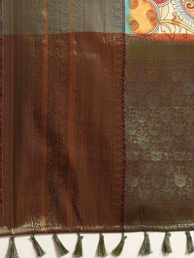 Women's Kalamkari Print with Regal Weave Silk Saree With Unstiched Blouse Piece view 4