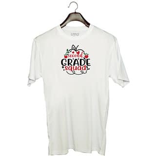 UDNAG Unisex Round Neck Graphic Teacher Student, second grad squad Polyester T-Shirt White