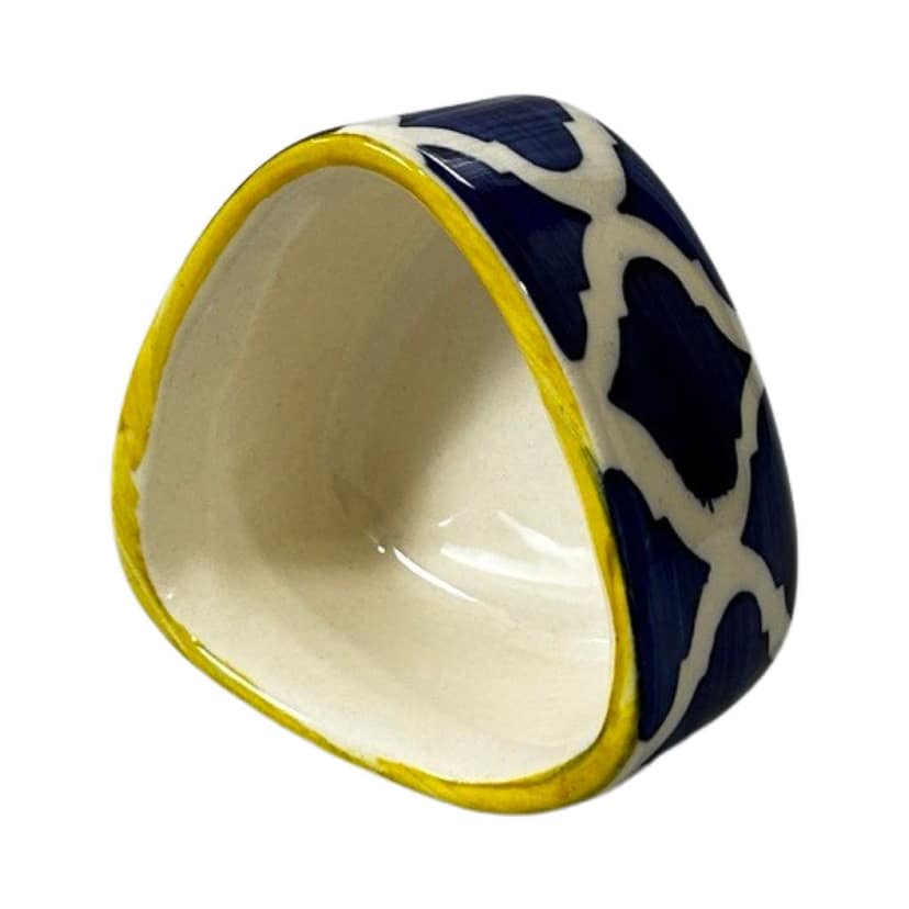 Ceramic Dining Yellow Blue Moroccan Triangle Ceramic 70ml Dip Bowls Set of 2 || Ketchup Bowls || Sauce Bowls || Chutney Bowls view 2