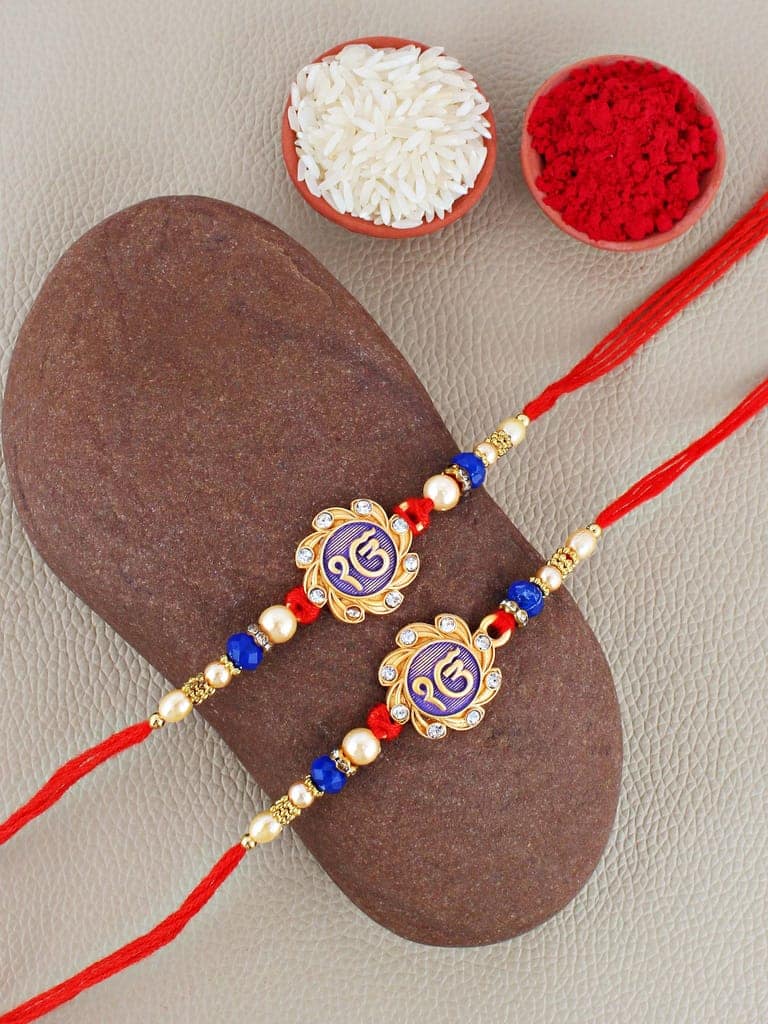 Lucky Jewellery Designer Religious Rakhi - Rakshabandhan Ik Onkar Sardar Sikh Rakhee Bracelet for Brother Bhaiya Bhai Bhabhi - Pack of 2 (124-S5R1-1985-2) view 2