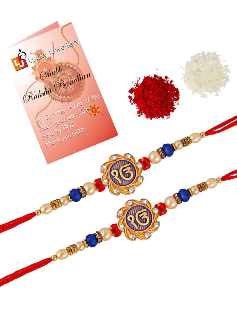 Lucky Jewellery Designer Religious Rakhi - Rakshabandhan Ik Onkar Sardar Sikh Rakhee Bracelet for Brother Bhaiya Bhai Bhabhi - Pack of 2 (124-S5R1-1985-2) view 3
