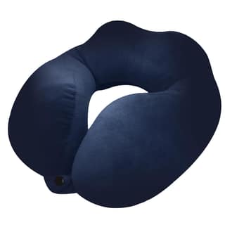 Rover Travel Neck Pillow Soft Fiber Filled with Snap Button, Plush Fabric, Neck Support for Flight, Bus, Car, Pain Relief (Navy Blue) Rover Travel Neck Pillow Soft Fiber Filled with Snap Button, Plush Fabric, Neck Support for Flight, Bus, Car, Pain Relie