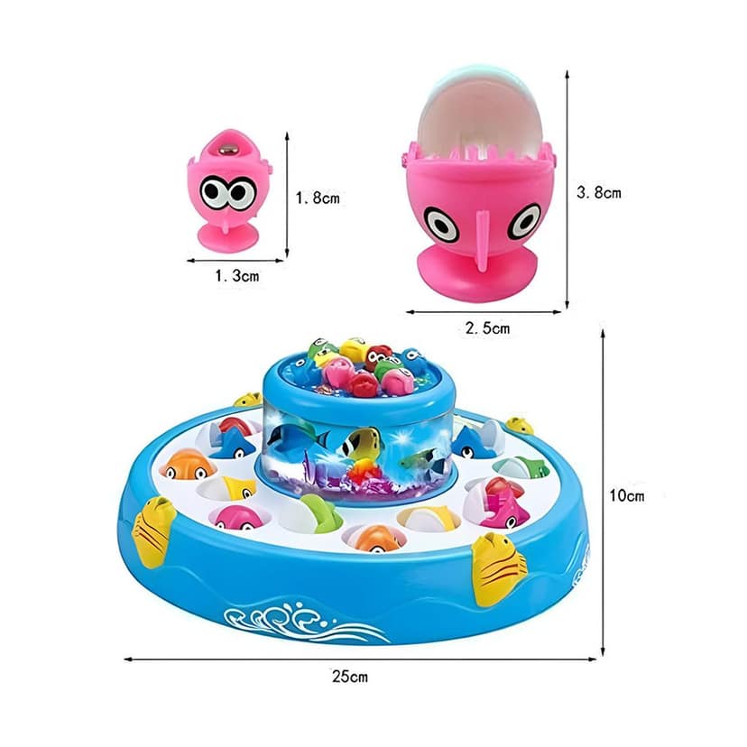 Electronic Magnetic Fishing Game Toy with 360° Rotating Pond | Plastic Magnetic Fishing Game | Magnet Fishing Toy | Kids Electronic Fishing Game with Spinning Pond & Magnetic Rods view 3