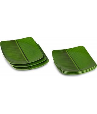 Laserbot 6 Pcs Melamine Dark Green Half Plate