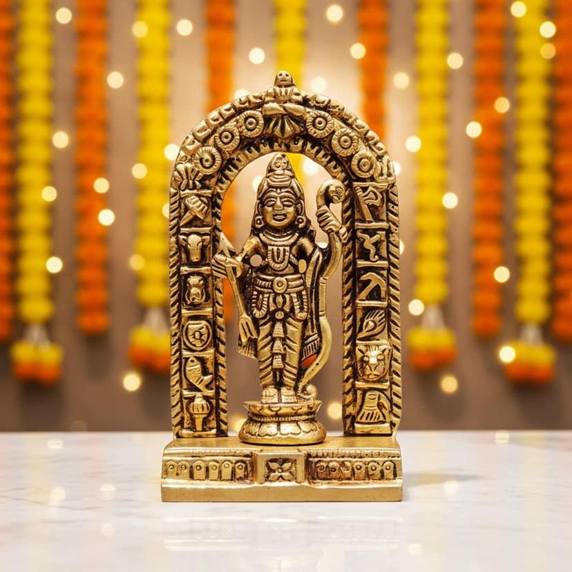 Brass Ram Lala Idol ? Ayodhya Shri Ram Mandir Inspired Brass God Statue, Height : 4.2 Inch (BSMAS1741 A)
