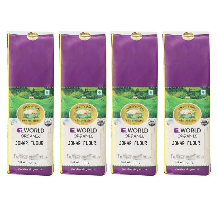 ELWORLD AGRO & ORGANIC FOOD PRODUCTS Jowar (Sorghum) Flour Gluten Free, 500G (Pack of 10)
