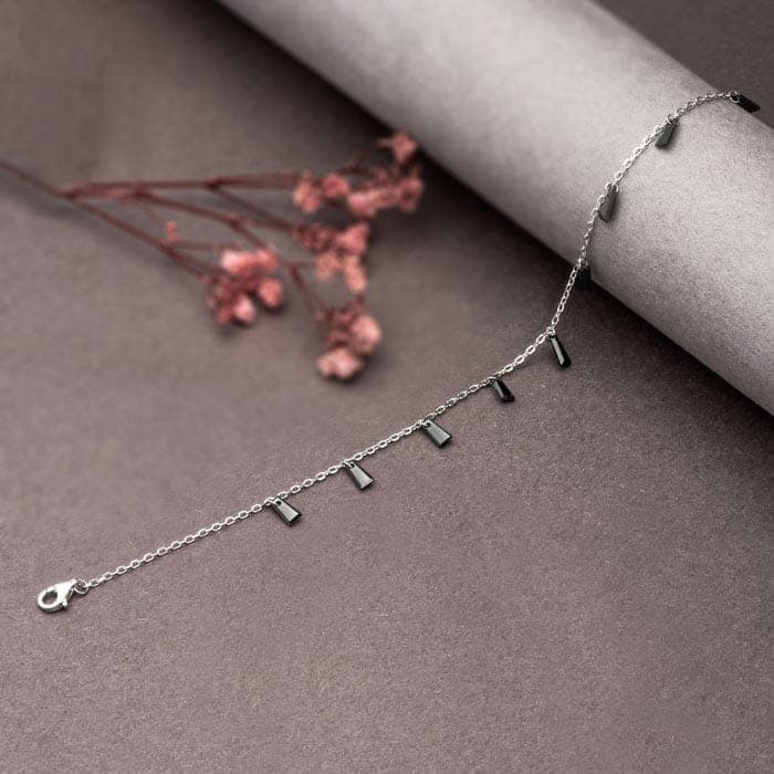 Silver Radiant Anklet (Black) view 3