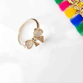 Gold-Plated Stainless Steel Heart Shape Finger Ring view 2