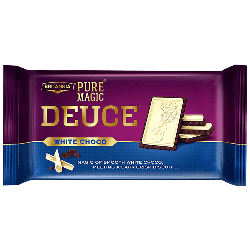Britannia Pure Magic Deuce Biscuits - White Choco Filled, Rich Chocolate Taste, 60 G view 2
