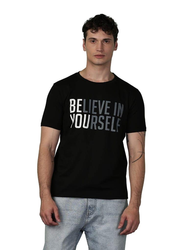 Cotton Black Graphic BIYS T-Shirt