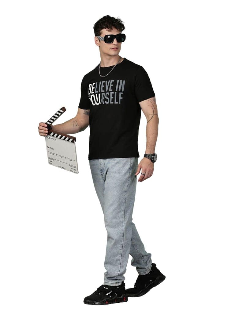 Cotton Black Graphic BIYS T-Shirt view 7