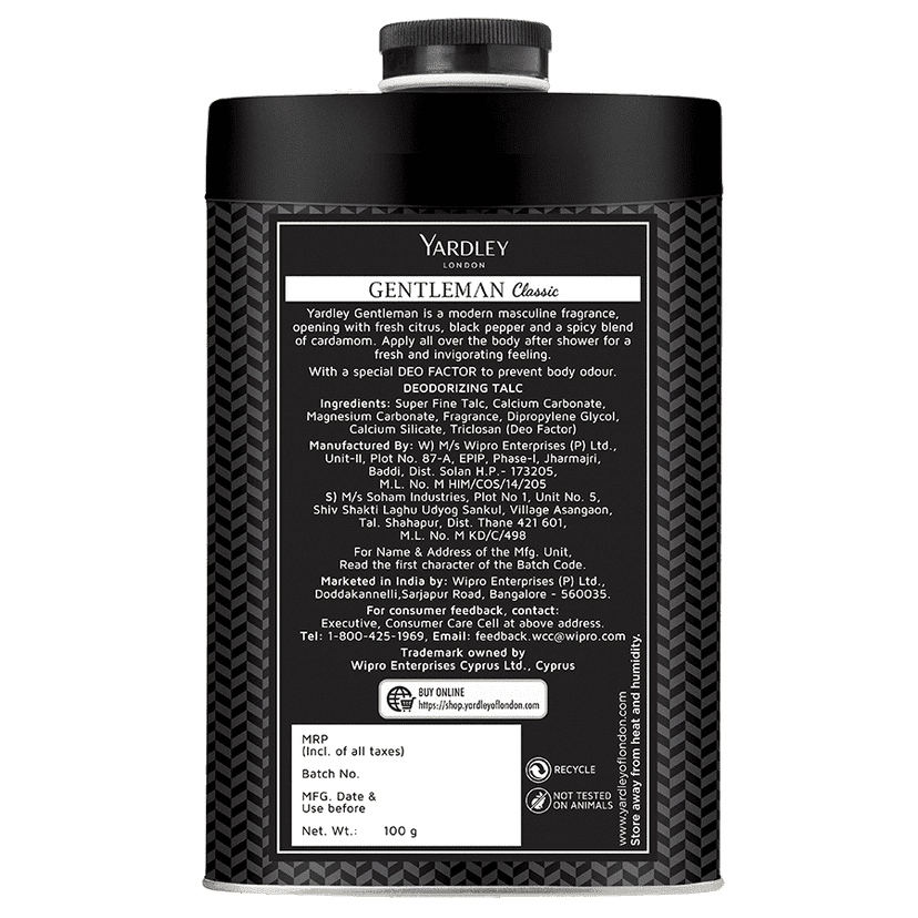 Yardley London Gentleman Classic Talc For Men, 100 gm view 2