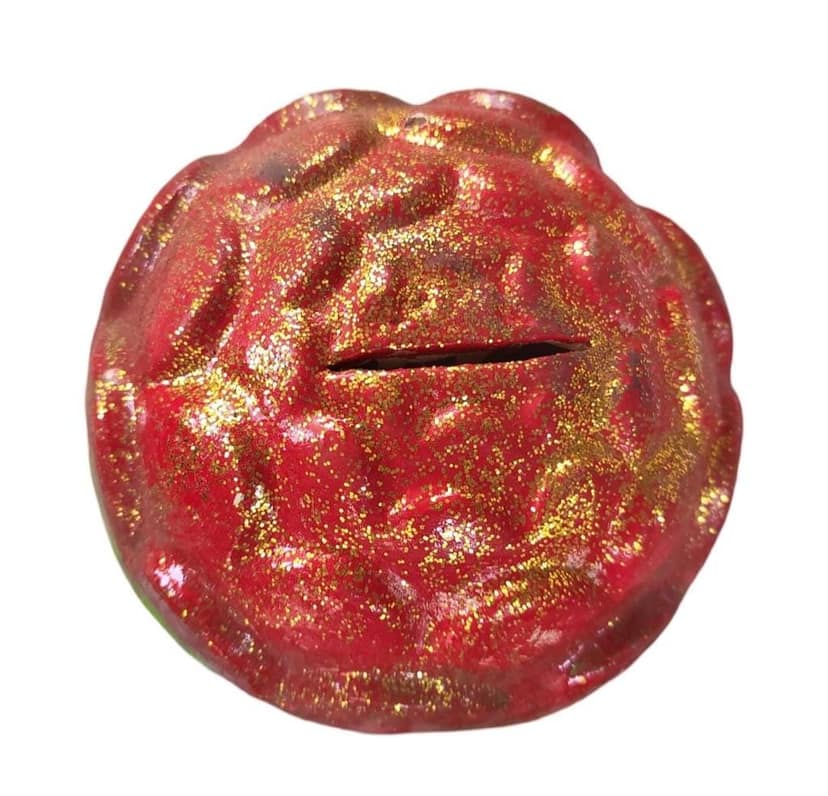 "Handmade and Painted Decorative Paper Mache Ball Ornament for Home Decor" view 2