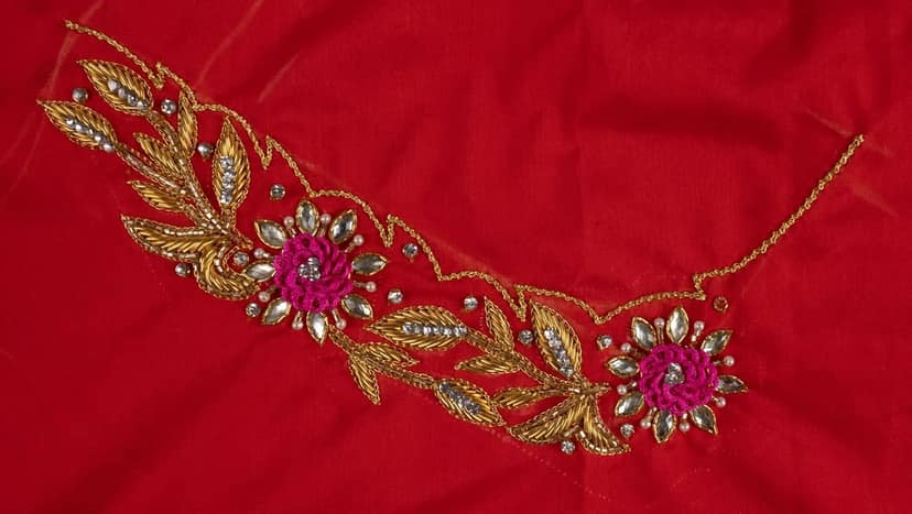 sonchiraiya red Colour Work Blouse-Pice view 4