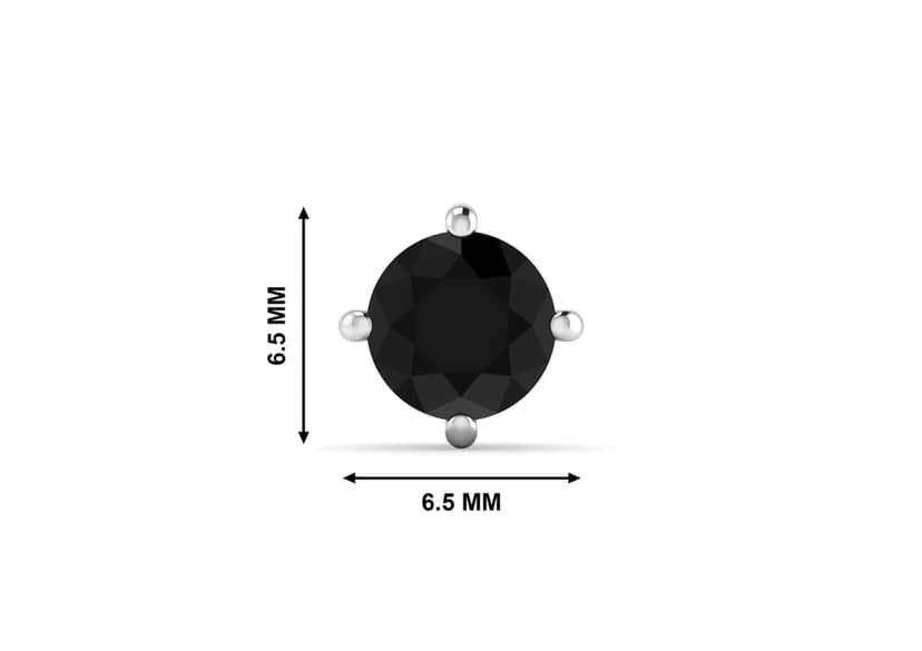 Black Round Solitaire Men's Ear Stud (1 Pc Only) view 10