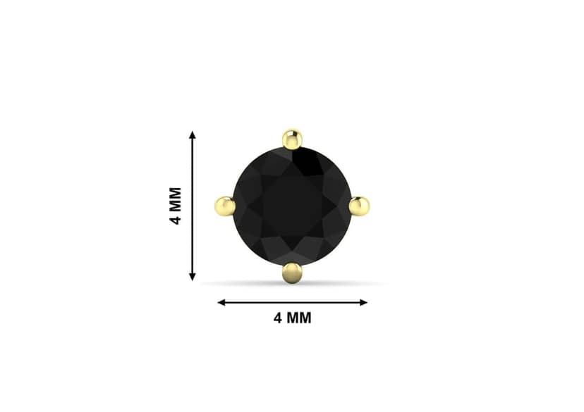 Black Round Solitaire Men's Ear Stud (1 Pc Only) view 7