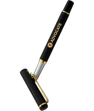 UJJi Advocate Logo Roller Pen in Black Colour Cap Open Mechanism (Blue Ink) Roller Ball Pen